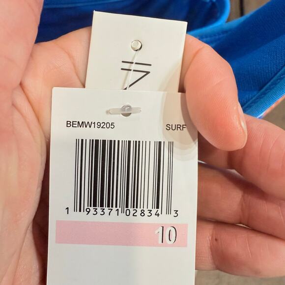 Into the Bleu by Amerex Blue Floral One Piece Swimsuit Dress Sz 10 NWT - Picture 6 of 11